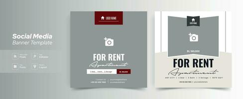 Editable real estate house sale and home rent advertising geometric modern square Social media post banner layouts set for digital marketing agency. Business elegant Promotion template design. vector