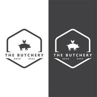 butcher logo vector icon illustration design. logo suitable for restaurant and food industry