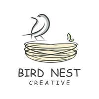 Bird's Nest Logo Design, Bird House Vector For Eggs, Simple modern and elegant bird nest logo, logo for nature photographer, startups or a business logo with a nature theme