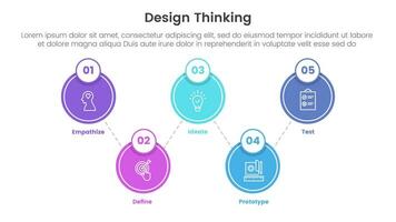 diseño pensando proceso infografía modelo bandera con grande circulo vinculado arriba y abajo con 5 5 punto lista información para diapositiva presentación vector