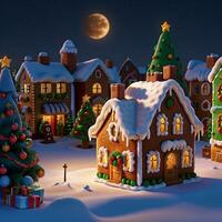 AI generated christmas gingerbread city or town. colorful Christmas gingerbread photo