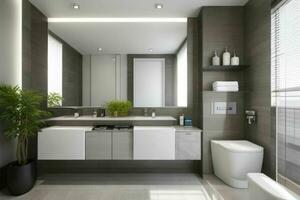 AI generated Modern Style Bathroom. Pro Photo