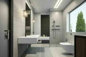 AI generated Modern Style Bathroom. Pro Photo