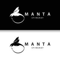 Stingray fish logo ocean animal design simple black manta silhouette illustration vector