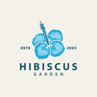 Hibiscus logo simple fresh natural flower design garden plant illustration vector