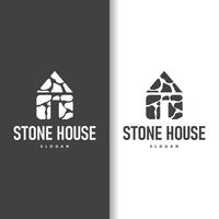 house stone logo design house rock geometric building structure elegant premium vector