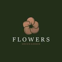 orquídea logo sencillo lujoso y elegante flor diseño para salón productos cosméticos spa belleza vector