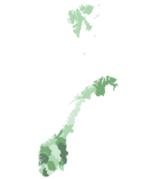 Norway map. Map of Norway divided into six main regions png