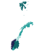 Noorwegen kaart. kaart van Noorwegen verdeeld in zes hoofd Regio's png