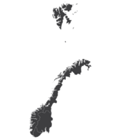 Norway map. Map of Norway divided into six main regions in grey color png