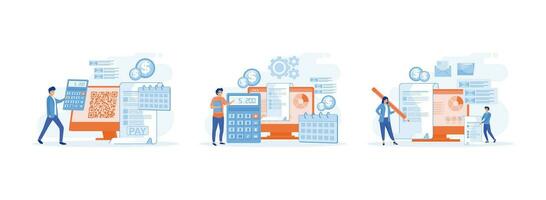 Payroll payment concept. Financial wage calculation and job checkout analysis. Payroll Administrative. Payroll set flat vector modern illustration