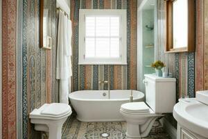 AI generated Eclectic Style Bathroom. Pro Photo