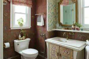 AI generated Eclectic Style Bathroom. Pro Photo