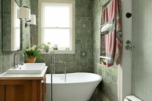 AI generated Eclectic Style Bathroom. Pro Photo