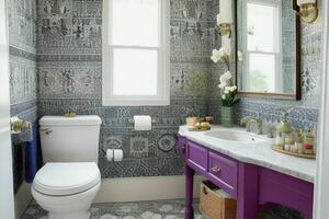 AI generated Eclectic Style Bathroom. Pro Photo