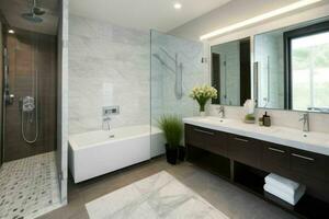 AI generated Contemporary Style Bathroom. Pro Photo