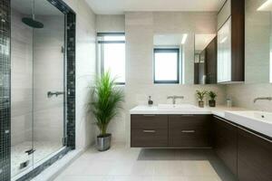 AI generated Contemporary Style Bathroom. Pro Photo