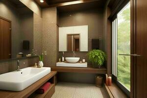 AI generated Asian Style Bathroom. Pro Photo