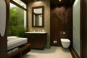 AI generated Asian Style Bathroom. Pro Photo