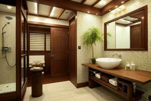 AI generated Asian Style Bathroom. Pro Photo