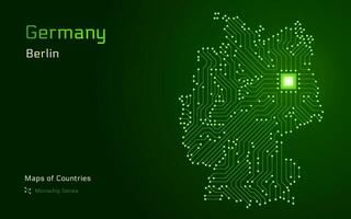 Alemania mapa con un capital de Berlina mostrado en un pastilla modelo con procesador. gobierno electrónico. mundo países vector mapas