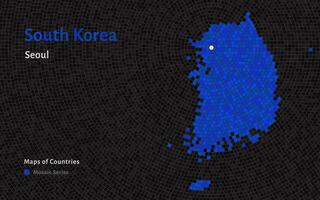 sur Corea mapa con un capital de Seúl mostrado en un mosaico modelo vector