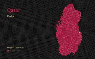 Katar mapa con un capital de doha mostrado en un mosaico modelo vector