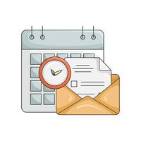 mail, clock time with calendar illustration vector