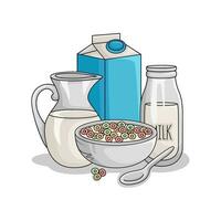 wheat powder, milk with cereal illustration vector