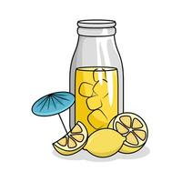 lemon juice with lemon fruit illustration vector