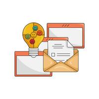 email, monitor with idea illustration vector