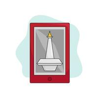 picture monas in mobile phone illustration vector