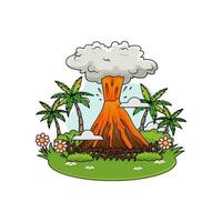 erupción en bosque ilustración vector