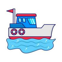 boat in ocean illustration vector