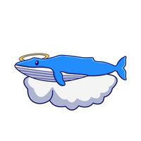 whale angel in cloud illustration vector