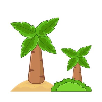 palm tree in beach with grass illustration