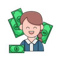 investor with money illustration vector