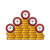 money coin with clock time illustration vector