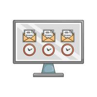 mail with clock time in computer illustration vector