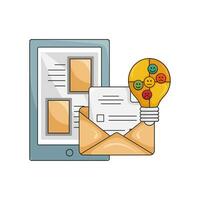 mail with document in mobile phone illustration vector