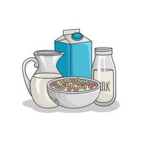 wheat powder, milk with cereal illustration vector