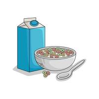 wheat powder, milk with cereal illustration vector