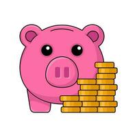 piggy bank with money coin illustration vector