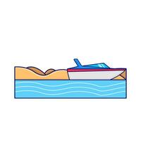 boat in beach illustration vector