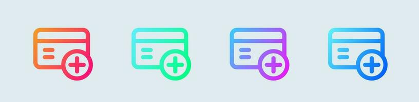 Add card line icon in gradient colors. Payment signs vector illustration.