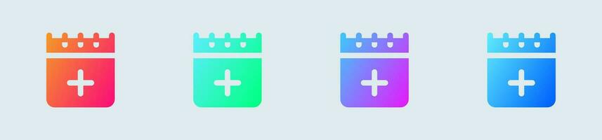 Add event solid icon in gradient colors. Schedule signs vector illustration.