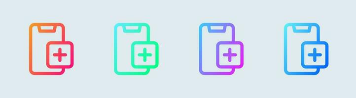 Add device line icon in gradient colors. Phone signs vector illustration.