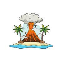 eruption in beach illustration vector