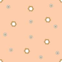 Vector floral seamless pattern in doodle style with cute retro flowers