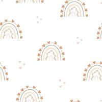 Cute childish seamless pattern with rainbows in boho style in pastel shades vector